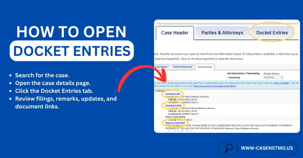 how to open docket entries